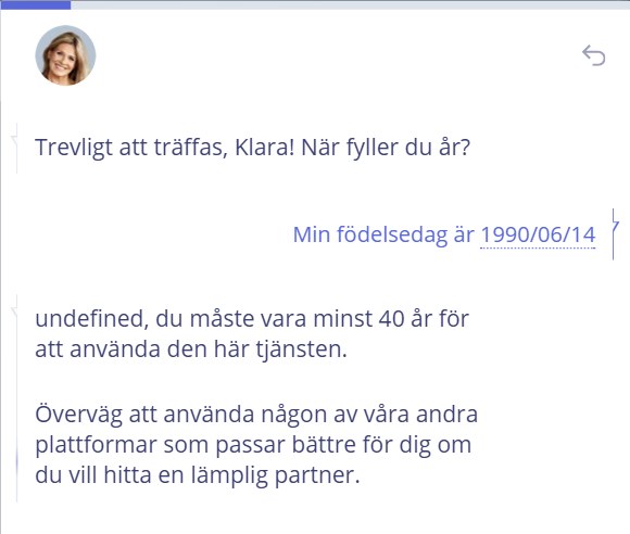 Singles50 vid registreringen: du måste vara minst 40 år för att använda den här tjänsten